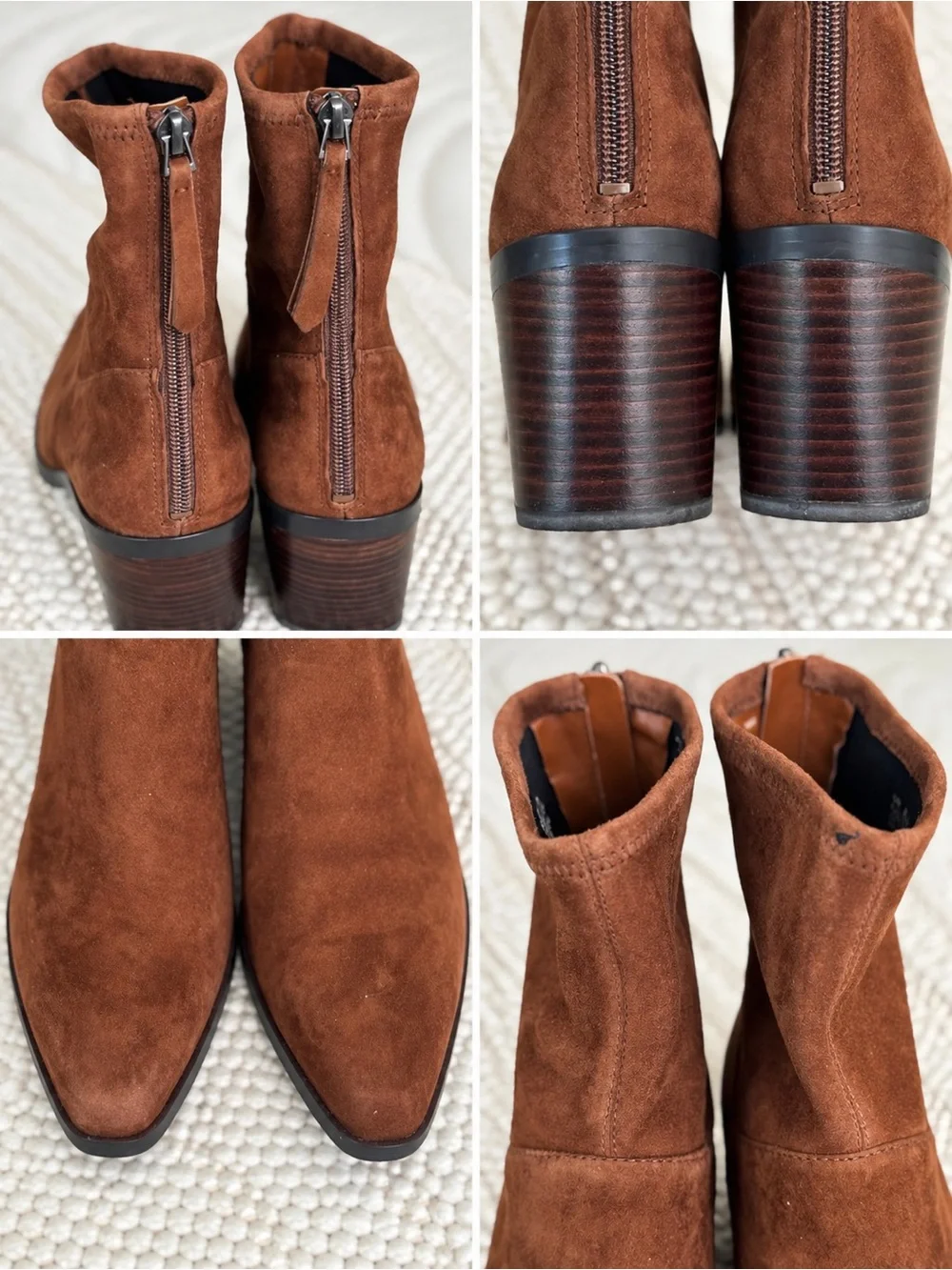 27 Edit Berkley 2 Block Heel Ankle Bootie Chestnut Brown Suede NWT 8.5